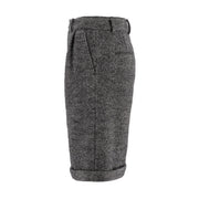 Herringbone Patterned Woolen Shorts