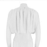 Textured Cropped Voluminous Woven Top