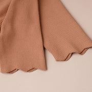 Scalloped Edge Short Sleeve Ribbed Knit Cardigan