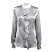 Round Neck Ruffle Trimmed Long Sleeved Shirt