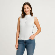 Stand-Collar Half Zip Ribbed Tank