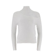 Irregular Sloping Shoulder Collar Tight Fitting Pullover