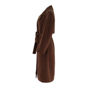 Womens Camel Silk Wool Long Coat