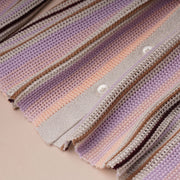 Crew Neck Mixed Yarn Striped Cardigan