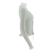 Ribbed Cardigan With Detachable Neck Tie