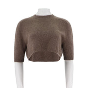 Womens Cashmere Cropped Short Sleeve Sweater