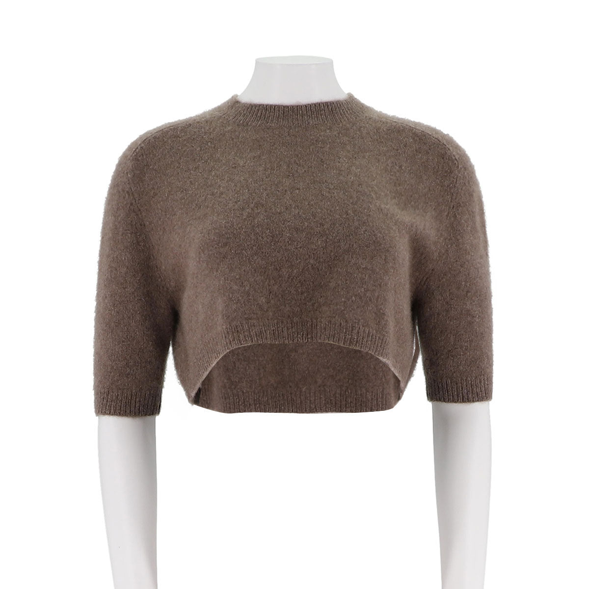 Womens Cashmere Cropped Short Sleeve Sweater