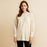 Lace Cutouts Merino Wool Sweater