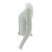 Ribbed Cardigan With Detachable Neck Tie