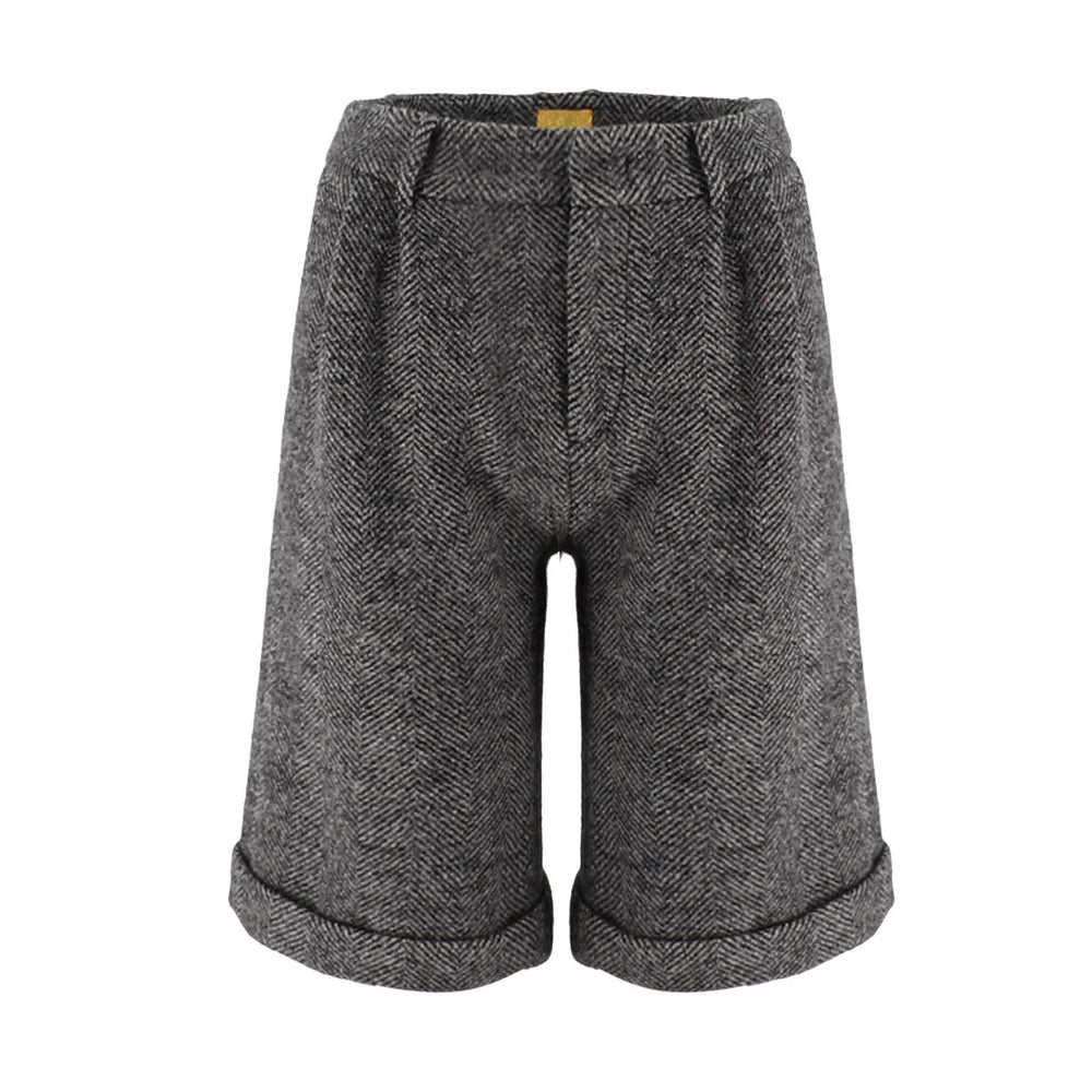 Herringbone Patterned Woolen Shorts