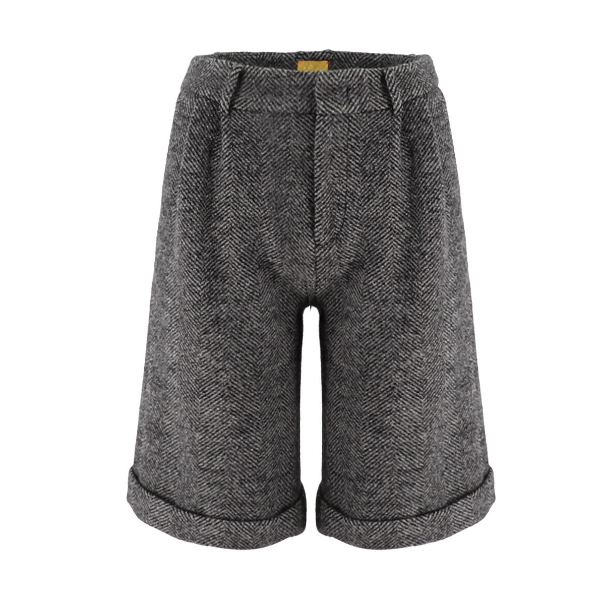 Herringbone Patterned Woolen Shorts