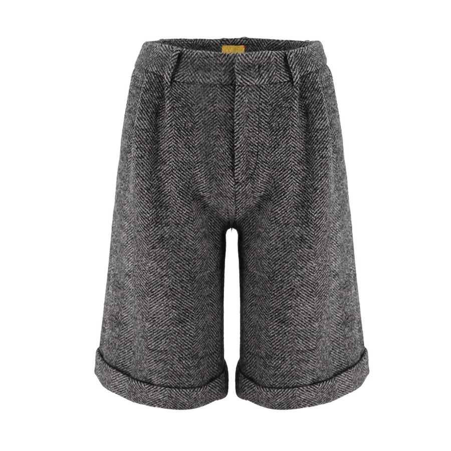 Herringbone Patterned Woolen Shorts