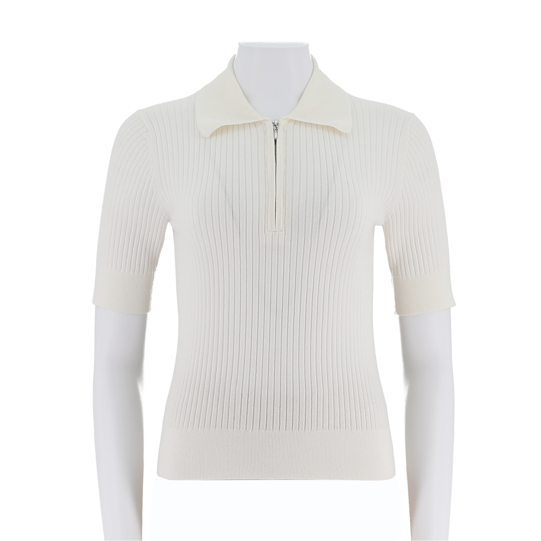 Women'S Polo Collar Half Open Chest Mid Sleeve Sweater