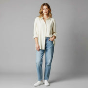 Polo Collar Loose Fit Combed Cotton Shirt