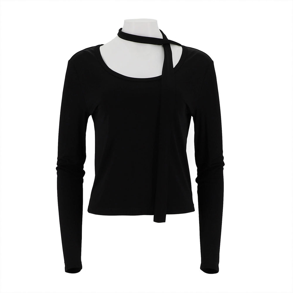 Viscose Span Round Neck Top With Tie