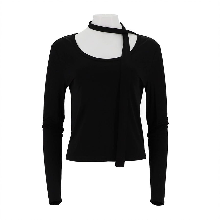 Viscose Span Round Neck Top With Tie