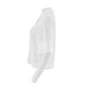 Mid-Sleeve Button Up Woven Shirt