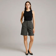 Herringbone Patterned Woolen Shorts