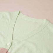 Colorblocked V-Neck Button Up Cardigan