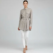 Linen Lace Up Long Sleeved Shirt
