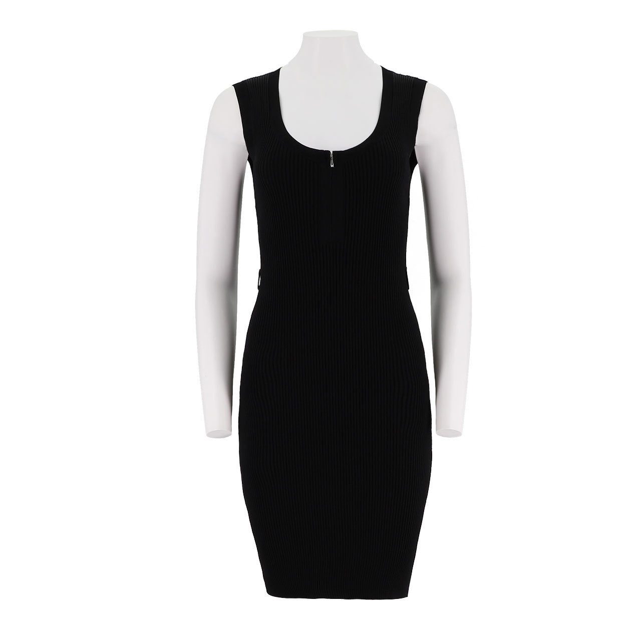Fitted U-Neck Half Zip Tank Dress