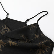Ink Printed Swing Collar Suspender Dress