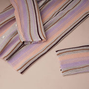 Crew Neck Mixed Yarn Striped Cardigan