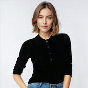 Women'S Reverse Collar Half Open Chest Long Sleeved Shirt