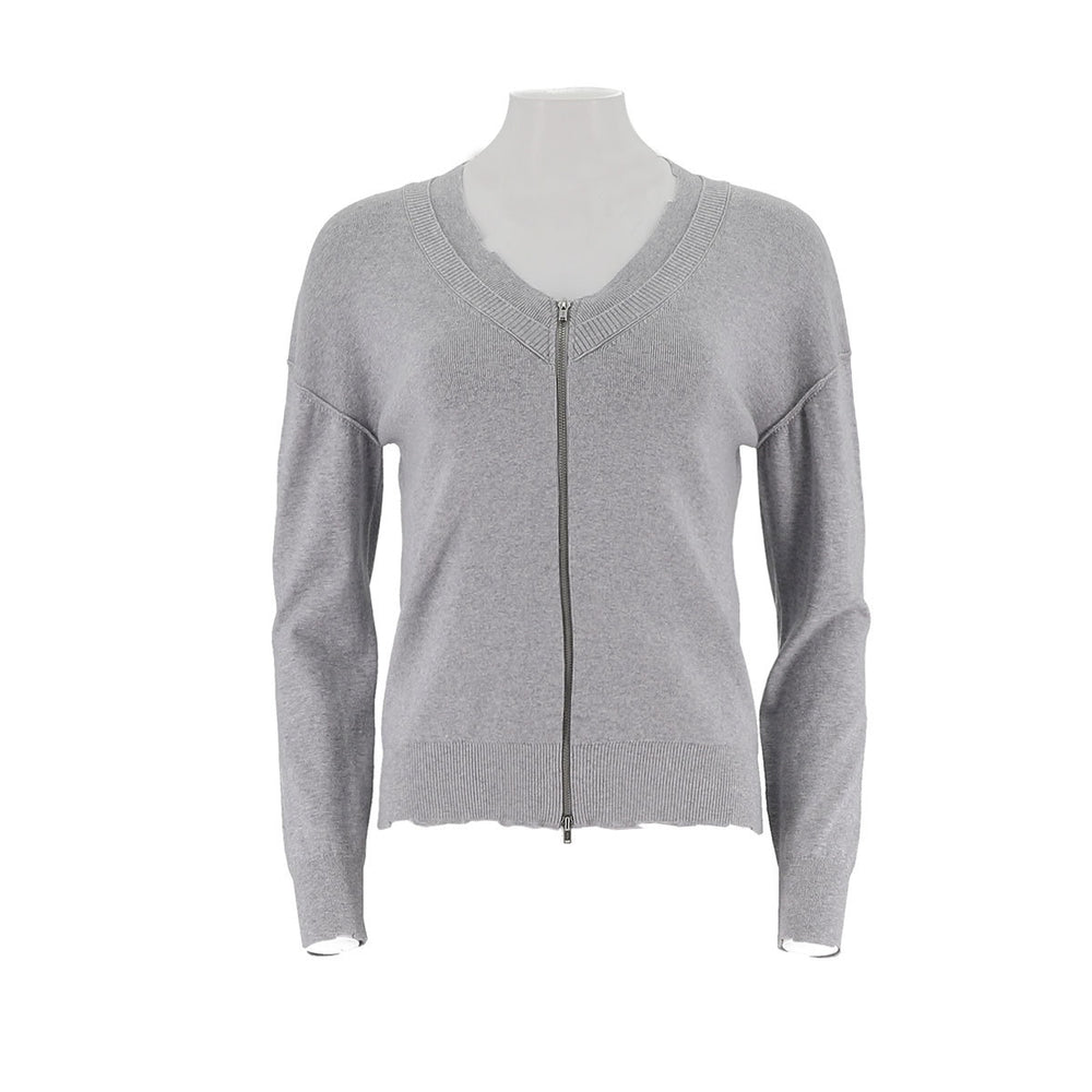 V-Neck Zipper Knitted Cardigan