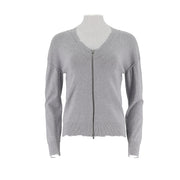 V-Neck Zipper Knitted Cardigan