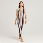 U-Neck Mixed Yarn Striped Tank Dress