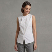Womens Pima Cotton Draped Sleeveless Blouse