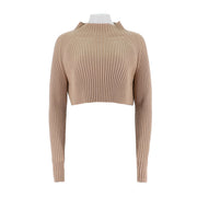 Cropped Merino Wool Pullover Sweater