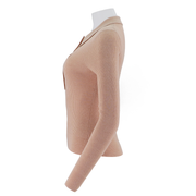 Women's reverse collar half open chest long sleeved shirt