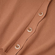 Scalloped Edge Short Sleeve Ribbed Knit Cardigan