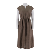 Notch Neck A-Line Linen Dress