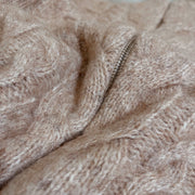 Mock-Neck Knitted Cardigan Coat