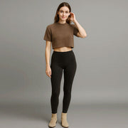 Womens Cashmere Cropped Short Sleeve Sweater