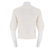 Mixed Stitch Short Sleeve Button Up Cardigan