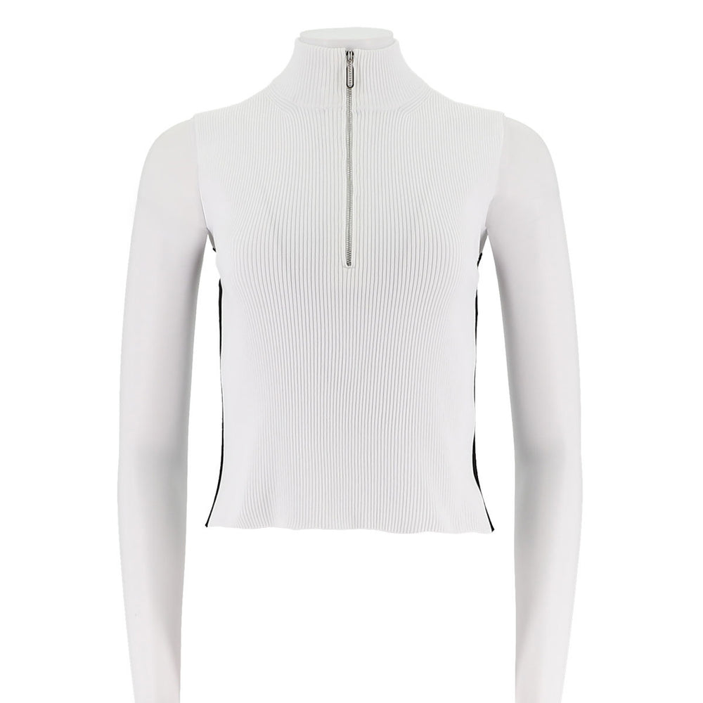 Stand-Collar Half Zip Ribbed Tank