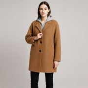 Hooded Mid Length Single Breasted Woolen Jacket