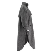 Womens Trench Style Herringbone Wool Coat
