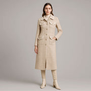 Womens Merino Wool-Blend Long Jacket