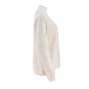 Lace Cutouts Merino Wool Sweater