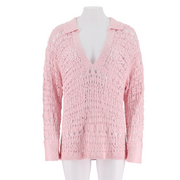 Collared Crochet Stitch Knit Pullover