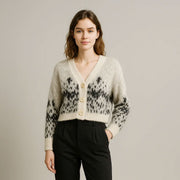 Womens Alpaca-Blend V-Neck Cardigan