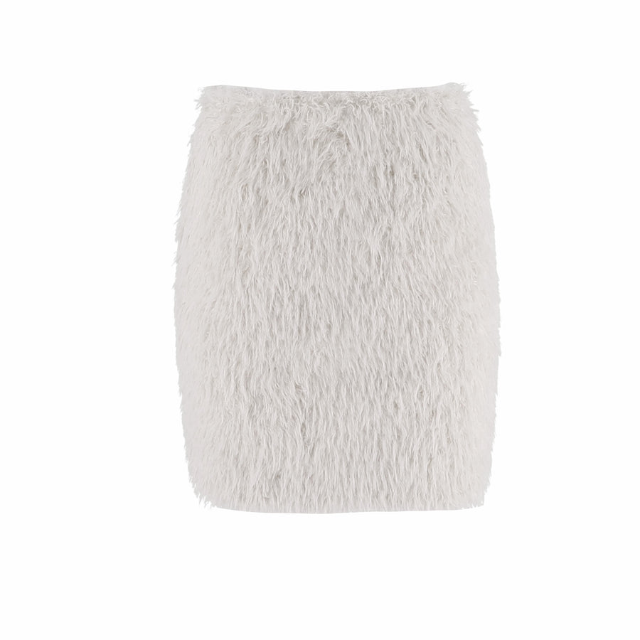 High-Pile Faux Fur Mini Skirt