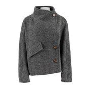 Short Woolen Herringbone Jacket
