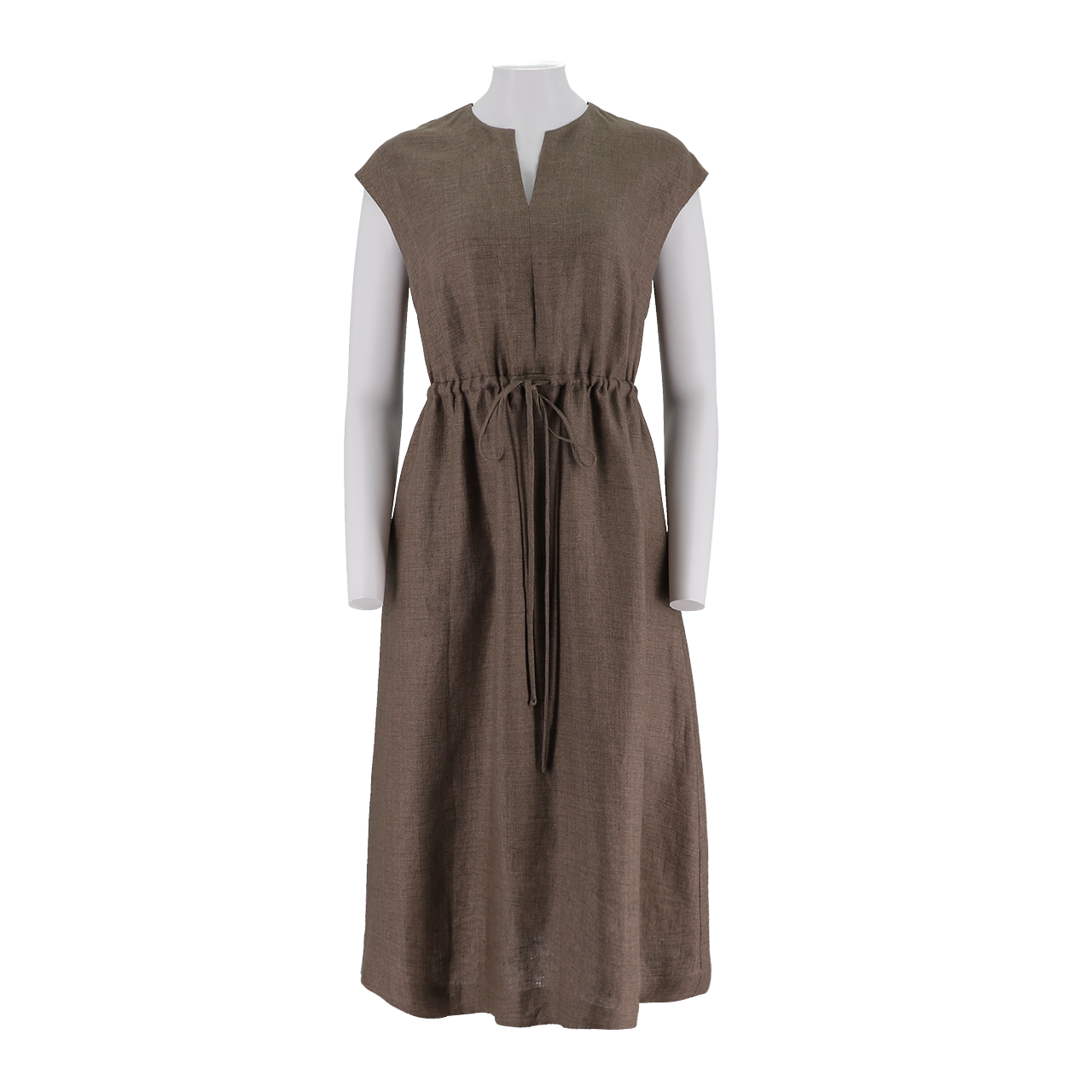Notch Neck A-Line Linen Dress