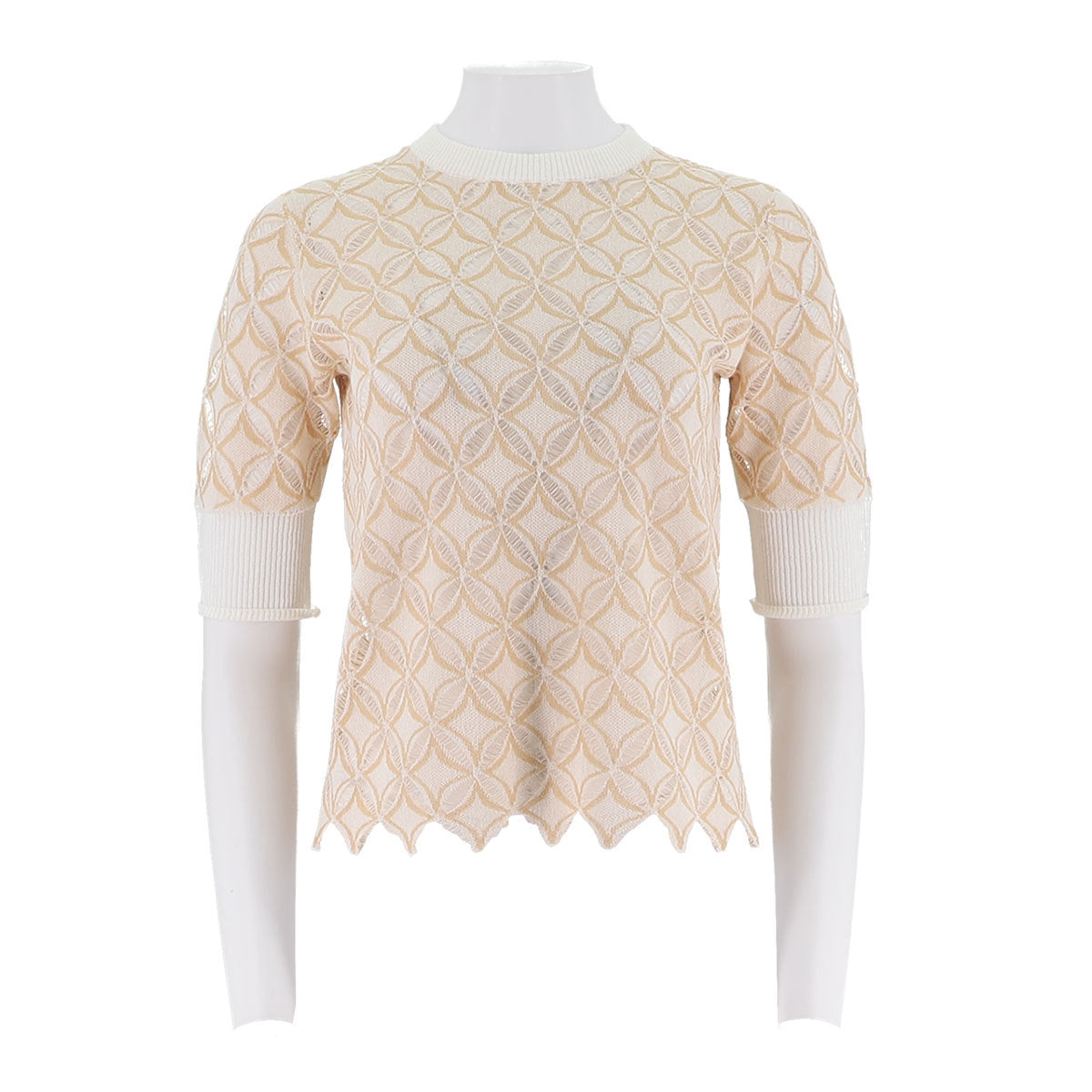 Lightweight Patterned Short Sleeve Sweater